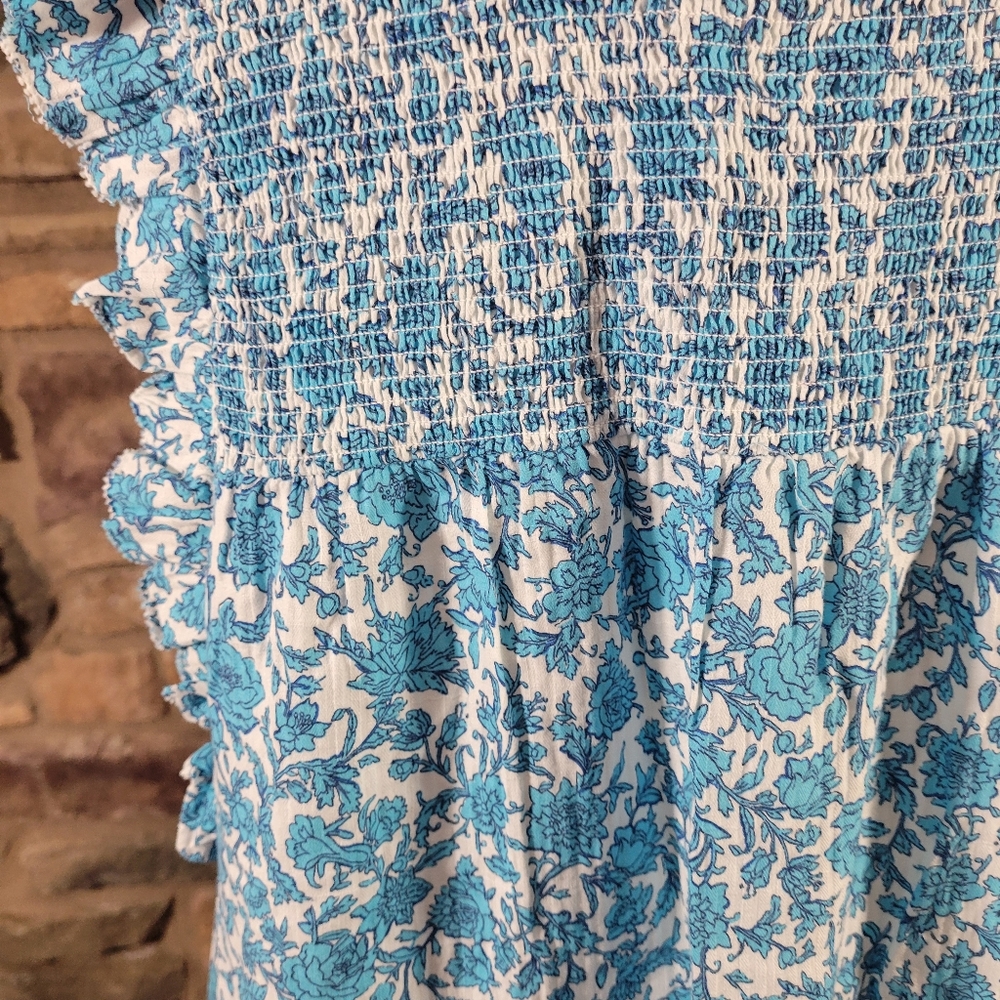 J. Crew Garden Soft Gauze Top In Blue And White Blooms Floral Size 3x - Picture 6 of 9